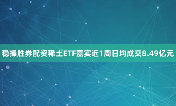稳操胜券配资稀土ETF嘉实近1周日均成交8.49亿元